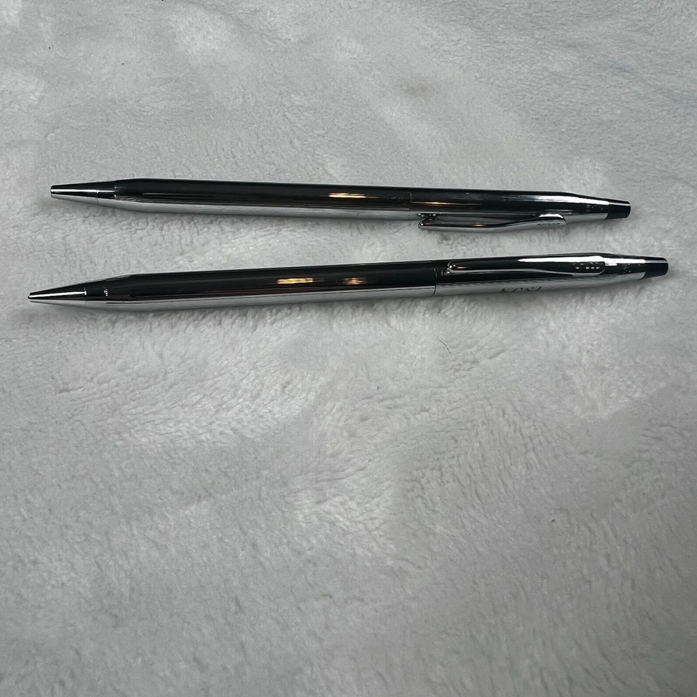 Cross Century Chrome Ballpoint Pen and Mechanical Pencil Set NCSI Engraved USA